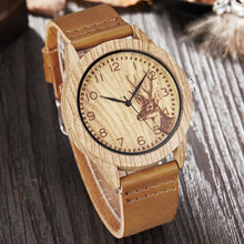 Load image into Gallery viewer, Imitation Wood Watch Men Women Quartz Imitate Wooden Watch Ostrich Deer Man Wristwatch Soft Leather Band Male Wrist Clock Reloj