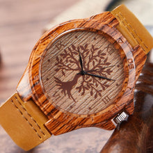 Load image into Gallery viewer, Imitation Wood Watch Men Women Quartz Imitate Wooden Watch Ostrich Deer Man Wristwatch Soft Leather Band Male Wrist Clock Reloj