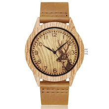 Load image into Gallery viewer, Imitation Wood Watch Men Women Quartz Imitate Wooden Watch Ostrich Deer Man Wristwatch Soft Leather Band Male Wrist Clock Reloj
