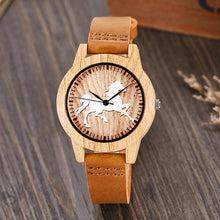Load image into Gallery viewer, Imitation Wood Watch Men Women Quartz Imitate Wooden Watch Ostrich Deer Man Wristwatch Soft Leather Band Male Wrist Clock Reloj