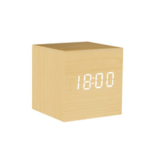 Load image into Gallery viewer, Alarm Clock LED Wooden Watch Table Voice Control Digital Wood Despertador USB/AAA Powered Electronic Desktop Clocks