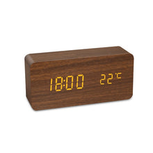 Load image into Gallery viewer, Alarm Clock LED Wooden Watch Table Voice Control Digital Wood Despertador USB/AAA Powered Electronic Desktop Clocks