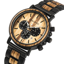 Load image into Gallery viewer, BOBO BIRD Wood Men Watch Relogio Masculino Top Brand Luxury Stylish Chronograph Military Watches Timepieces in Wooden Gift Box