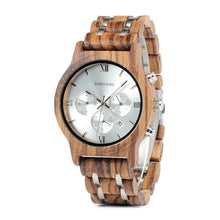 Load image into Gallery viewer, BOBO BIRD Wood Watches Men Business Luxury Stop Watch Color Optional with Wood Stainless Steel Band Gift Box relogio masculino
