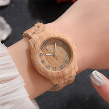 Load image into Gallery viewer, Fashion Brand Women Wood Watch Luxury Imitation Wooden Watch Vintage Leather Quartz Wood Color Watch Female Simple Clock Hot

