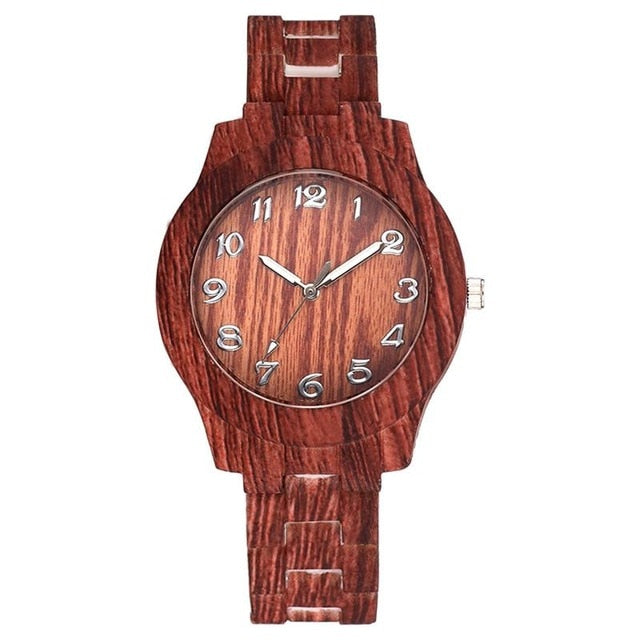 Fashion Brand Women Wood Watch Luxury Imitation Wooden Watch Vintage Leather Quartz Wood Color Watch Female Simple Clock Hot