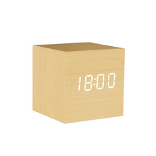 Load image into Gallery viewer, Alarm Clock LED Wooden Watch Table Voice Control Digital Wood Despertador USB/AAA Powered Electronic Desktop Clocks
