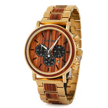 Load image into Gallery viewer, BOBO BIRD Wood Men Watch Relogio Masculino Top Brand Luxury Stylish Chronograph Military Watches Timepieces in Wooden Gift Box
