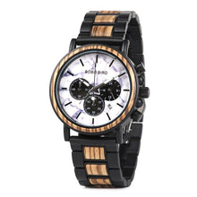 Load image into Gallery viewer, BOBO BIRD Wood Men Watch Relogio Masculino Top Brand Luxury Stylish Chronograph Military Watches Timepieces in Wooden Gift Box
