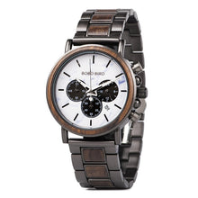 Load image into Gallery viewer, BOBO BIRD Wood Men Watch Relogio Masculino Top Brand Luxury Stylish Chronograph Military Watches Timepieces in Wooden Gift Box
